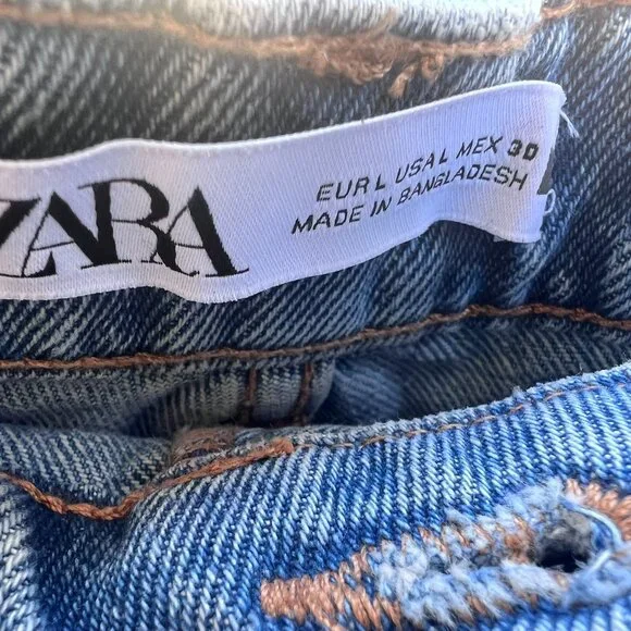 NWT SZL ZARA Raw hem denim mini skort with buttons. - Picture 5 of 5